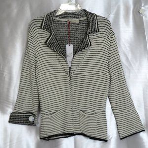 NWT Aldomartins "Gary" White & Black All-Season Cardigan Jacket Size US 10